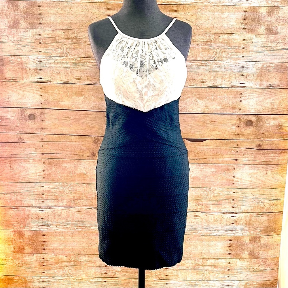Teeze me ivory & black bandage dress. Size 3.